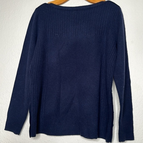 Madewell Pinewood Side Buttons 100% Merino Wool Pullover Sweater Navy Blue Med - Picture 13 of 13